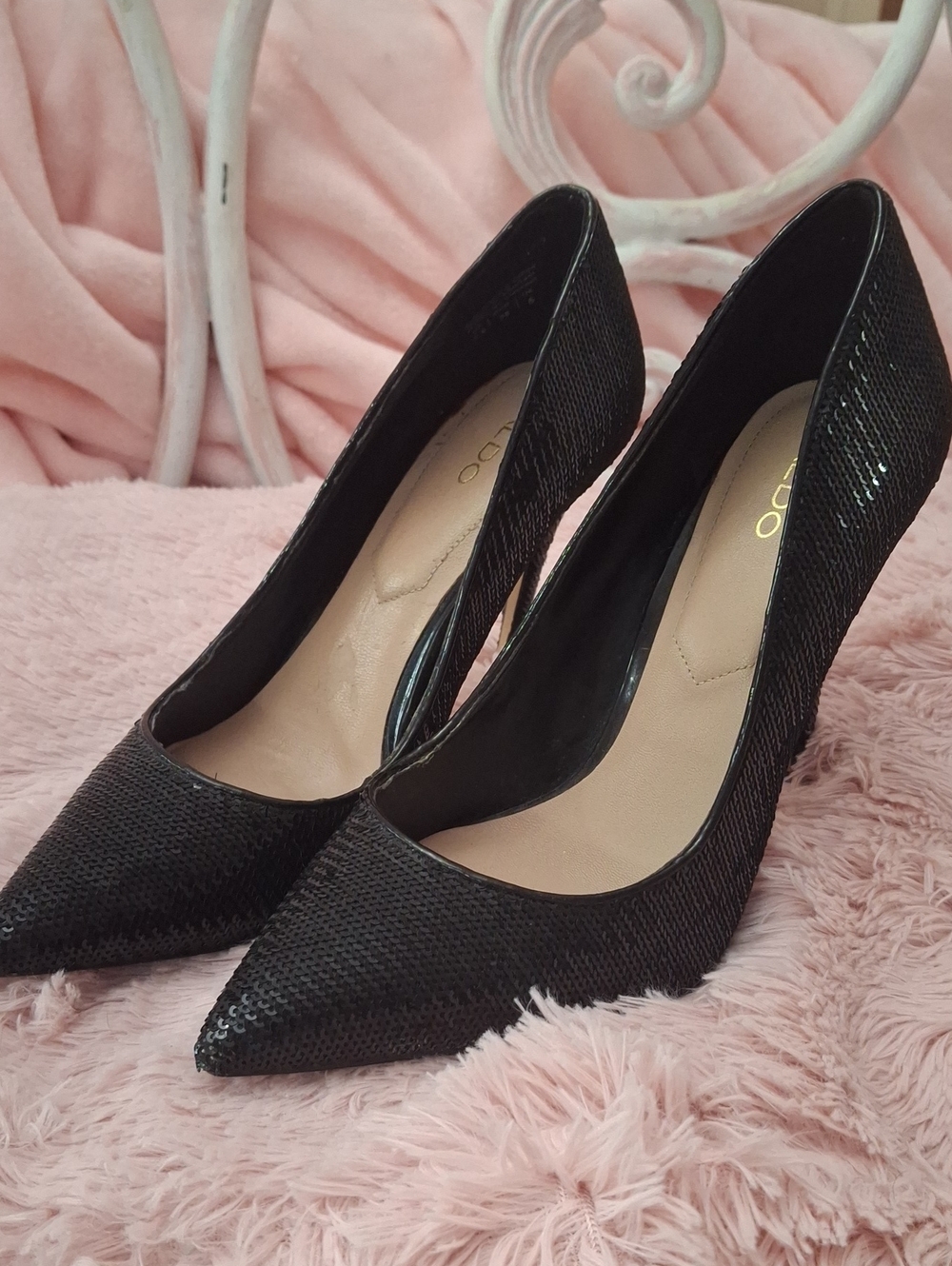 ALDO Black Sequin Pointed-Toe Women's Stilettos